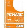 Pigna 021945910, Ricambio con Banda Rinforzata, Rigatura 10, quadretti 1 cm per 1° elementare, Carta 80g/mq, Pacco da 40 Fogli