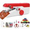 Xamanabu - Macchina da cucire a mano, mini macchina da cucire portatile per principianti, cucitura rapida elettrica, kit di riparazione di vestiti in tessuto, macchina riparatrice per viaggi domestici