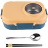 Pissente Lunch Box, Lunch Box Termico in Acciaio Inossidabile 304 con Cucchiaio Bacchette e Ciotola per Zuppa Doppio Strato 3 Scomparti Conservazione degli Alimenti Contenitore per