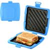 Hahorpa Tostapane per Microonde, Tostapane Micro con Piastre in Alluminio Rimovibili e Guscio in Silicone, Tostapane per Sandwich da Microonde 16x16cm per Toast, Panini, Bacon