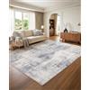 Luxstein Tappeto moderno astratto, lavabile, antiscivolo, a pelo basso, in finta lana, per soggiorno, camera da letto, cucina, corridoio, grigio, 200 x 300 cm