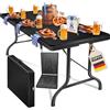 KESSER Tavolo pieghevole per buffet, in plastica, 183 x 76 cm, per giardino, terrazza e balcone, pieghevole, per 6 persone, con maniglia