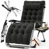 KESSER Sedia a sdraio pieghevole e resistente alle intemperie, portata 200 kg, imbottitura ergonomica extra larga, schienale regolabile con cuscino cervicale e supporto per bevande, colore nero