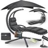 KESSER® Lettino sospeso, con ombrellone, altezza 200, lunghezza 194, larghezza 100 cm, sedia a dondolo amaca, portata fino a 120 kg, cuscino per il collo, borsa inclusa