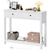 Xbro Consolle Ingresso Stretta con 2 Prese AC, USB e Type-C, Tavolo Consolle con 2 Cassetti e Ripiano, Mobile Salvaspazio per Corridoio, Soggiorno, Cucina e Dietro Divano, 100 x 30 x 80 cm