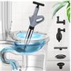 Mieaoll Pumpel WC, pulitore per tubi ad aria compressa con indicatore di pressione dell'aria, pulitore per tubi ad aria compressa con 4 ventose per lavandini, WC, bagno, doccia