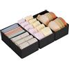 DIMJ Organizer per Cassetti 4 Pezzi Organizer per Armadio, Divisori per Cassetti Separatori per Cassetti Organizzatore Cassetti, per Calze, Biancheria Intima, Nero