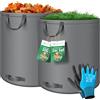 KESSER Set di 2 sacchi da giardino da 500 l, con guanti, 4 manici, stabili e pieghevoli, per tagliare il prato, per rifiuti da giardino, taglio verde, antracite