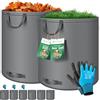 KESSER Set di 6 sacchi da giardino da 500 l, con guanti, 4 manici, stabili e pieghevoli, per tagliare il prato, per rifiuti da giardino, colore verde antracite
