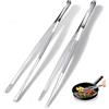 JIMYIU Set di 2 pinze da cucina in acciaio inox, lunghe 30 cm con punta tonda e appuntita, sicure per alimenti e durevoli per cucinare, grigliare, friggere, cuocere al forno e impiattare.