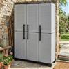 Dmora - Armadio da esterno Nandrin, Mobile porta scope, Armadietto da esterno 3 ante, 100% Made in Italy, 102x37h169 cm, Grigio chiaro e Nero, Finitura righe