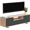 Habitdesign Modulo TV, Mobile da soggiorno, Set di mobili, modello Zaira, Finitura in rovere canadese e grigio antracite, dimensioni: 150 cm (larghezza) x 46 cm (altezza) 41 cm (profondità)