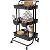 Relaxdays Mobile Salvaspazio, Scaffale su Ruote con 3 Ripiani, Bagno & Cucina, Carrello 87x43x38 cm, metallo e plastica
