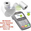 50 Rotoli carta termica per POS mm 57 x 16 Metri foro 12