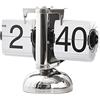 Tnfeeon Flip Desk Clock, Orologio Meccanico retrò Accurato con Movimento al Quarzo in Acciaio Inossidabile a Piede Singolo con Grandi Numeri per la Casa (Bianco)