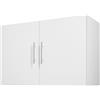 VEVOR Mobiletto Pensile per Lavanderia da 40,6 x 91,4 x 61 cm, Mobiletto Pensile a 2 Ripiani con Ripiano Regolabile, Armadietto Bagno Sospeso con 2 Ante, per Cucina, Bagno, Lavanderia, Bianco