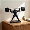 Scultura di Culturista Motivazionale Statuetta con Bilanciere Sportivo