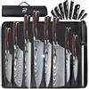DFITO Set di coltelli da cucina Dfito, 8 pezzi, coltello da chef professionale, in acciaio inossidabile ad alto tenore di carbonio, estremamente affilato, con sacchetto avvolgibile incluso, versatile, ideale per cuochi dilettanti e professionisti.