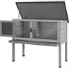 Giordanoshop Conigliera Rialzata da Esterni con Tetto Apribile e Vassoio Estraibile 84x43x70 cm in Legno Grigio