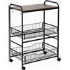 Giordanoshop Carrello da Cucina 60x38x85,5 cm in Legno e Metallo Nero