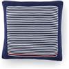 Tommy Hilfiger - federa decorativa per cuscino, blu navy, maglia, 100% cotone biologico, mini righe e bordo a tinta unita, morbida e moderna, copricuscino 40x40 cm
