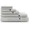Tommy Hilfiger - Asciugamano da bagno, argento, silver, spugna boucle, 520 g/m², 100% cotone pettinato, passamaneria jacquard e ricami, morbido e assorbente
