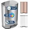 iTouchless 50 Litri Pattumiera A Pedale passomorbido con Filtro Antiodore e Cestino Interno, per Ufficio e Cucina, Chiusura del Coperchio Morbida e Delicata, in Acciaio Inox