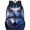 THKVSV Zaino leggero con motivo lupo, per la scuola, bambini, ragazzi e ragazze, zaino basic con tasche laterali, lupo della nebbia, Lupo blu bagliore, taglia unica, Zaino daypack