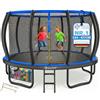 KESSER Trampolino esterno Ø 244/305/366/427 cm, certificato GS trampolino da giardino per bambini e adulti < 150 kg con rete di sicurezza, inclusa borsa, scala, copertura del bordo e aste in rete