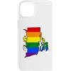 Rhode Island Map USA State Rainbow Pride Custodia per iPhone 14 Plus Rhode Island Mappa USA Stato Arcobaleno Flag Orgoglio