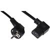 LINK LKSK18N - Cavo di alimentazione Schuko 16A 90° - Presa IEC C13 90° (1,8 m, nero) - Conduttore 0,75 mm² H05VV-F - Superficie di contatto in nichel - Tensione nominale 250V