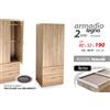 Gicos Armadio 2 Ante 2 Cassetti cm.80x52 h.190 colore Rovere