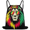 Generic Zaino Coulisse, con Coulisse Zaino Scuola, Reggae King Flag Lion Black, Fashion Sacca Sportiva per All'Aperto, Donna, Sport, 36X42cm