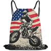 Generic Zaino Coulisse, con Coulisse Zaino Sportivo, Dirt Bike Motocross American Flag, Unisex Sacca Ginnastica per Yoga, Adulto, Sport, 36X42cm