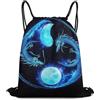 Generic Coulisse Borsa da Palestra, Personalizzato Zaino Sportivo, Full And Moon Dragon Ying Yang, Fashion Sacchetto Sportivo per Uomo, Viaggi, Festival, 36X42cm