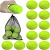 Lastdaytime Set di palline da pickleball in schiuma silenziosa con borsa per allenamento in interni ed esterni, morbide palline in poliuretano per principianti, anziani e bambini, giallo e verde, confezione da 12