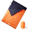 Ziaphsol Sacco a pelo doppio con 2 cuscini per 2 persone, poliestere 190T, 220 x 150 cm, 3-4 stagioni, campeggio, escursionismo, trekking, tenda all'aperto, viaggi, 5-15 gradi, impermeabile