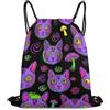 Generic Borsa Coulisse, Personalizzato Zainetti, Trippy Eyes Cat Black Goth Mushroom, Fashion Sacco Sportive per Piscina, Nuoto, Festival, 36X42cm