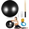 Generic Set di attrezzature per batteria cardio, palla da 66 cm con pompa e bastoni per batteria cardio, palla per esercizi aerobici per allenamento, stabilità, pilates, yoga, ginnastica in gravidanza