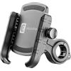 cellularline | Rider Steel - Universale - Supporto Porta Smartphone in Alluminio da Manubrio Tondo Moto e Bici - Universale per Tutti i Cellulari - Rotazione a 360 - Stabile e Solido