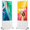 MWE 65 Pollici 4K Monitor Pubblicitario con 4 Ruote, LCD Interattive Digitale Display, Android System, Adatto per Negozio al Dettaglio, Ristorante, Centro Commerciale, Bianco