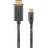 goobay Cavo da USB C a HDMI 2.0 da 3 m - Connessioni placcate in oro, risoluzioni Ultra HD fino a 4K @ 60 Hz, da USB-C a HDMI per laptop, PS5, Xbox, Apple TV 4K, accessori TV - Cavo in tessuto - 75701