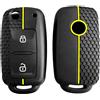 OTMIK Custodia in Silicone per Auto Key Cover adatta per VW T5 Polo Passat Volkswagen Golf 4 5 6 Caravelle Skoda Fabia Octavia Ligier JS Seat Toledo Chiave Guscio Accessori (Linea Gialla)