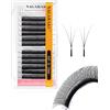 NAGARAKU Flying 3D W Ciglia Finte A Ventaglio Automatico Prefabbricate Tessitura Naturale Volume Russo Risparmio Di Tempo Effetto Eyeliner Denso E Soffice Base Inclinata Nero Opaco (0.07mm D 12mm)
