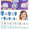 TOROKOM 72PCS Unghie Fausse Per Bambini, 3 Pack Orso Gatto Blu