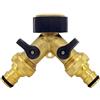 Hydrogarden 2 Via Y Distributore,Connettore Tubo Valvole Y Utile all'Aperto, 3/4" Pollici, Ottone, con rubinetti di Arresto