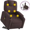 vidaXL Poltrona per massaggi con ausilio per la posizione eretta in tessuto marrone scuro