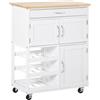 Giordanoshop Carrello da Cucina 1 Cassetto 3 Ante 67x37x87 cm in Legno Bianco