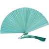 Generic Ventaglio pieghevole cinese, giapponese, vintage, in bambù, tinta unita, con nappa, per rinfrescare, decorare, ballare, feste (verde chiaro)