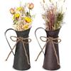 WANDGU Set di 2 vasi da fiori decorativi vintage in metallo, stile country francese, con brocca, shabby chic, vintage, unici vasi di fiori per decorare il soggiorno, la decorazione di nozze, feste a